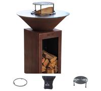 Pack Privilege Brasero Cevenol Corten Bois Rond 74 Simple Cuve - Avec rangement bois