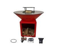 Pack Privilege Brasero Classique Acier 103 Rouge Double Cuve - Avec rangement bois