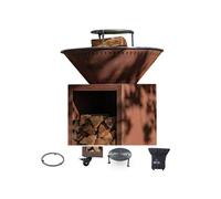 Pack Privilege Brasero Classique Corten 83 Double Cuve - Avec rangement bois