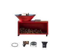 Pack Privilege Brasero Traditionnel Acier 103 Rouge Double Cuve - Avec rangement bois