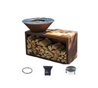 Pack Privilege Brasero Traditionnel Corten 83 Simple Cuve - Avec rangement bois