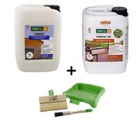 Pack Pro entretien terrasse bois Encrassée : Nettoyant Dégraisssant + Saturateur bois + kit brosse