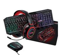 Pack Pro Gamer AMSTRAD HUNTERS-SWITCH007: Clavier, Souris, Tapis, Casque & convertisseur PC - PS3/4 - Xbox 360/ONE/S/X - Switch