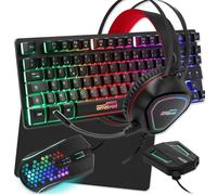 Pack Pro Gamer AMSTRAD Legends 6 pièces: Clavier, Souris, Tapis, Casque, convertisseur Compatible PC/PS4/Xbox One/Switch/PC