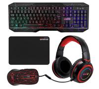 Pack Pro Gamer Hunters 5 Pièces : Clavier, Souris, Tapis, Casque et Adapteur