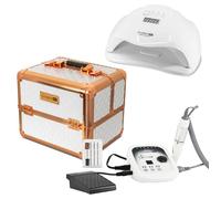 Pack Professionnel Manucure avec Valise, Ponceuce et Lampe UV LED 54W pour ongles