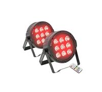 Pack Projecteurs PAR Extra-plat THINPAR-9X6W-RGBW avec 9 LED RGBW de 6W, 4 ou 8 canaux DMX - Lot de 2 inclus