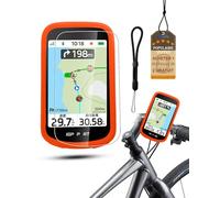 Pack Protection 3-en-1 pour iGPSPORT BSC500 | powfix Coque Silicone Antichoc + 1 Films Écran HD + Dragonne | Kit Intégral Anti-Rayures & Intempéries pour Cyclisme, VTT, Gravel & Voyage,Orange