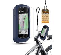Pack Protection 4-en-1 pour Garmin Edge Explore 2 | powfix Coque Silicone Antichoc + 2 Films Écran HD + Dragonne | Kit Intégral Anti-Rayures & Intempéries pour Cyclisme, VTT, Gravel & Voyage,Bleu