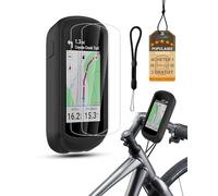 Pack Protection 4-en-1 pour Garmin Edge Explore 2 | powfix Coque Silicone Antichoc + 2 Films Écran HD + Dragonne | Kit Intégral Anti-Rayures & Intempéries pour Cyclisme, VTT, Gravel & Voyage,Noir