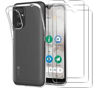 Pack Protection Doro 8100 4g / 8100 Plus ¿ Coque Silicone Tpu Transparente Ultra-Mince Anti-Choc + 3 Verres Trempés Anti-Rayures
