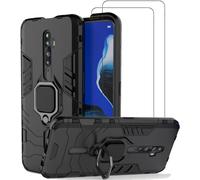 Pack Protection Intégrale Pour Oppo Reno2 Z - Coque Renforcée Antichute Avec Anneau Rotatif + 2 Vitres Trempées 9h 0,33 Mm