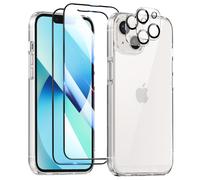 Pack Protection pour iPhone 13 avec Coque 2 Verres Trempés et 2 Films Caméra Transparent