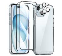 Pack Protection pour iPhone 15 avec Coque 2 Verres Trempés et 2 Films Caméra Transparent