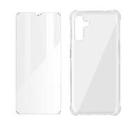 Pack Protection Samsung A13 5G et A04s Coque Souple et Verre Trempé Transparent