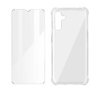 Pack Protection Samsung A13 5G et A04s Coque Souple et Verre Trempé Transparent