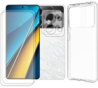 Pack Protection Verre Trempé Écran Et Caméra + Coque Transparente Souple Pour Poco X6 5g/Y55 5g - Anti-Rayures, Anti-Chocs, Installation Facile Sans Bulles