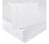 Pack Protège-matelas 140x190 cm + 2 Protège-oreillers 63x63 cm pour lit 2 Personnes - Anti-punaises de lit - Housse Intégrale