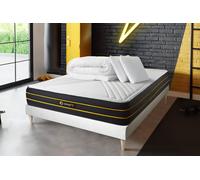 Pack prt dormir ULTRA 140 x 190 cm Sommier Kit BLANC - 26cm - Mmoire de forme et micro ressorts ensachs - Moelleux - Sommier kit Blanc