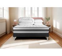 Pack prt dormir VITALPOWER RECOVER 160 x 200 cm sommier Kit noir - 26cm - Ressorts ensachs et mmoire de forme - Moelleux - Sommier kit Noir - Avec couette et oreillers