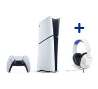 Pack PS5 Digitale (sans lecteur CD) : Console PlayStation 5 (Modèle Slim) + Casque-Micro Gaming - JBL - Quantum 100 - Blanc / Bleu