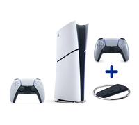 Pack PS5 Digitale (sans lecteur CD) : Console PlayStation 5 (Slim) + Socle vertical + 2ème manette DualSense Sterling Silver