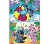 Pack puzzles 2 x 100 pieces stitch et angel joue de la musique et sur l'eau - set puzzle enfant + carte tigre