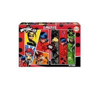 Pack puzzles Miraculous - Ladybug et ses amis Super Heros 2 x 100 pieces - Fille, Garcon - Set puzzle dessin anime + carte
