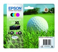 PACK QUATRE CARTOUCHE EPSON 34XL NOIR + CYAN + J + M / 34 xl T3476 balle de golf