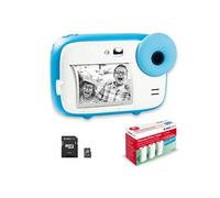 AGFAPHOTO Pack Realikids Instant Cam + 1 Carte Micro SD 32GB + 3 Rouleaux Papier Thermique ATP3WH - Appareil Photo Instantané Enfant, Ecran LCD 2,4', Miroir Selfie et Filtre Photo - Bleu