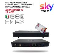 Pack Récepteur Décodeur Satellite Pace + Abonnement Tv Sky Italia Formule Intégrale 12 mois, 120 Chaines, HD, Via Sat Host Hotbird 13°Est