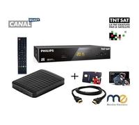 Pack Récepteur PHILIPS DSR 3231T , Démodulateur Satellite HD TNTSAT, Noir, Haute définition avec Disque Dur Externe Extra Slim 1 Tér