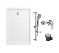 Pack receveur 100 x 80 VILLEROY ET BOCH O .Novo céramique rectangle blanc avec bonde D90 et robinetterie