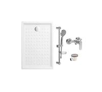 Pack receveur 120 x 90 VILLEROY ET BOCH O Novo céramique rectangle blanc avec bonde D90 et robinetterie