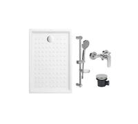 Pack receveur 120 x 90 VILLEROY ET BOCH O Novo céramique rectangle blanc avec bonde D90 et robinetterie