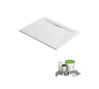 Pack receveur de douche 140 x 80 Flight Pure rectangle blanc + Kit d'étanchéité WEDI + Pieds