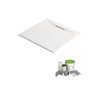 Pack receveur de douche antidérapant 80 x 80 Flight Pure carré blanc + Kit d'étanchéité WEDI + Pieds