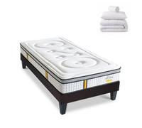 Pack Reina 2.0 90x190 cm Matelas Ressorts + Sommier Bois + Accessoires