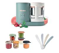 Pack robot Babycook Neo Eucalyptus + 6 portions verre + 4 cuillères silicone bébé