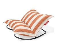 Pack Rocking Chair Rock 'n Roll Noir + Pouf Original Outdoor - Rayures Orange Crème