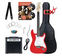 Pack Rocktile Banger's Set Guitares Électriques Red in mpli, Housse | Guitare Rocktile style ST, Finition Red, 3 micros single-coil, Sélecteur 5 positions, 1 potard volume/ 2 potards tonalité