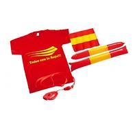 Pack rouge chapeau, drapeau, peintures, applauissants, écharpe, buccine, mains clack