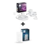 Pack ruban lumineux Philips Hue Lighstrip Plus 2 m + Interrupteur intelligent de lumière Dimmer Switch Blanc