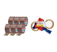 Pack Ruban Tesapack - Rouleau Silencieux & Dérouleur de Ruban d'Emballage, 2 Rubans de 66 m x 50 mm, Haute Qualité