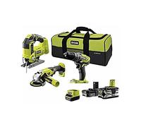 Combo 3 outils : perceuse-visseuse + scie sauteuse + meuleuse + 2 batteries 2 et 5 Ah, 1 chargeur rapide 2,0 A, sac de transport