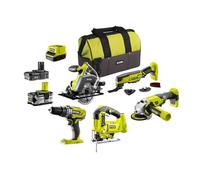 Pack RYOBI complet 5 outils - 2 batteries 2.0Ah et 4.0Ah - 1 chargeur - R18CK5A-242S