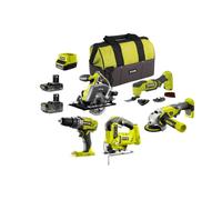 Pack RYOBI complet 5 outils - 2 batteries 2.0Ah et 4.0Ah - 1 chargeur - R18CK5A-242SL