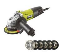Pack RYOBI Meuleuse d'angle 800W - 125mm - RAG800-125G - Kit 6 disques 125 mm