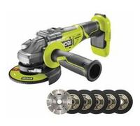 Pack RYOBI Meuleuse d'angle brushless 18 V OnePlus - sans batterie ni chargeur R18AG7-0 - Kit 6 disques 125 mm