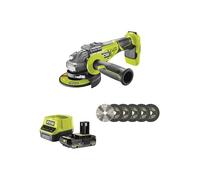 Pack RYOBI Meuleuse d'angle brushless R18AG7-0 - 18V One+ - 1 batterie 2.0Ah - 1 chargeur rapide RC18120-120 - Kit 6 disque 125 mm